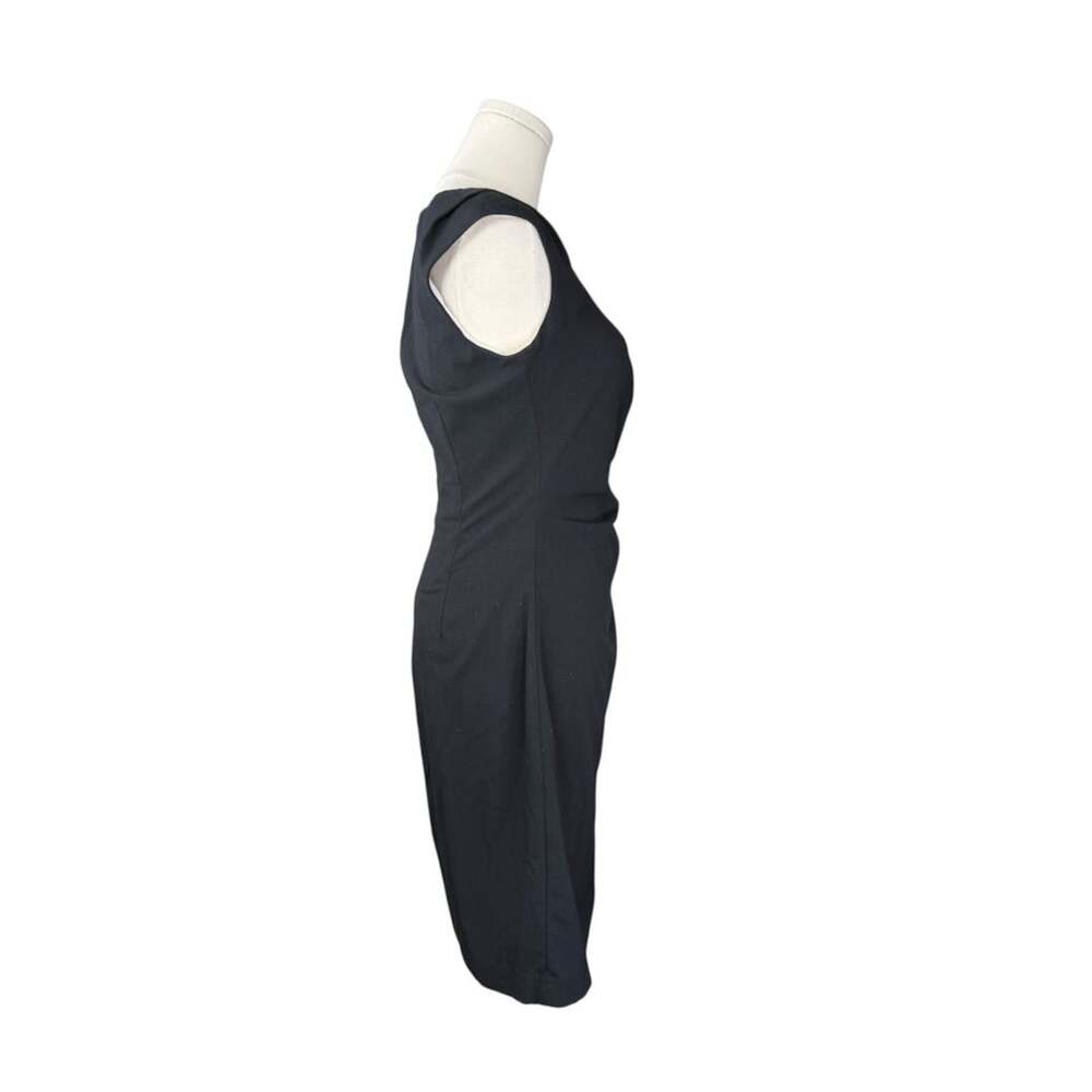 Calvin Klein Black Ruched Side Sheath Sleeveless Midi Dress Size 2 - Picture 4 of 5